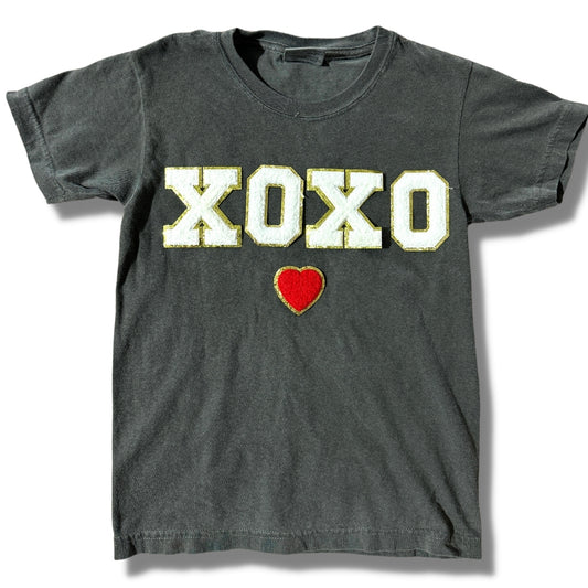 Chenille Letter XOXO T-Shirt white letters